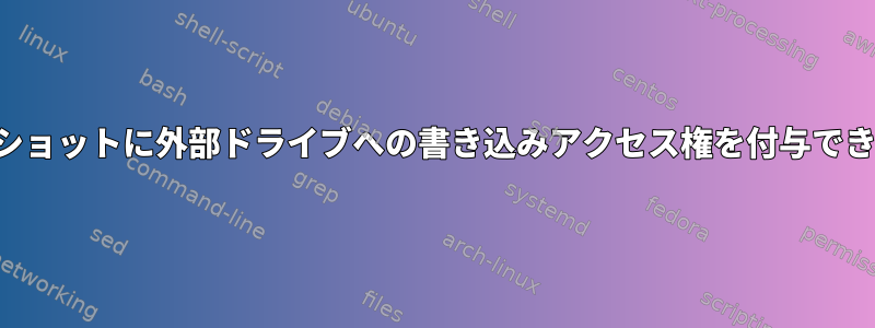 スナップショットに外部ドライブへの書き込みアクセス権を付与できますか？