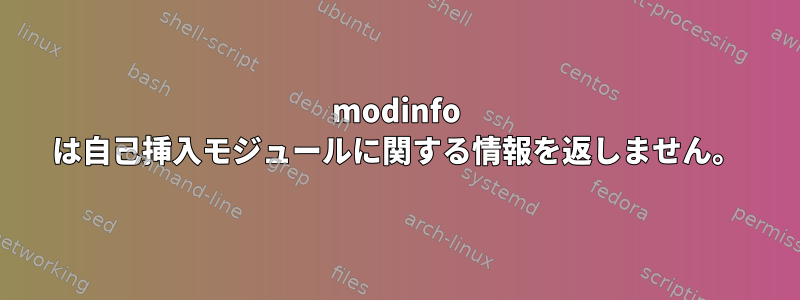 modinfo は自己挿入モジュールに関する情報を返しません。