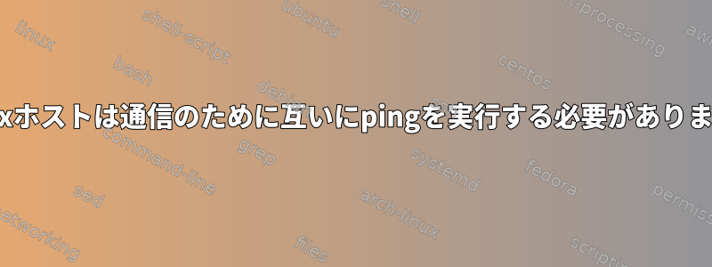 Linuxホストは通信のために互いにpingを実行する必要があります。