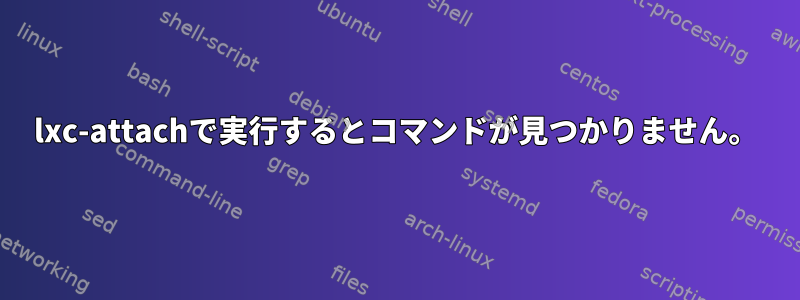 lxc-attachで実行するとコマンドが見つかりません。