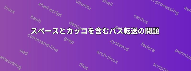 スペースとカッコを含むパス転送の問題