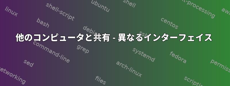 他のコンピュータと共有 - 異なるインターフェイス