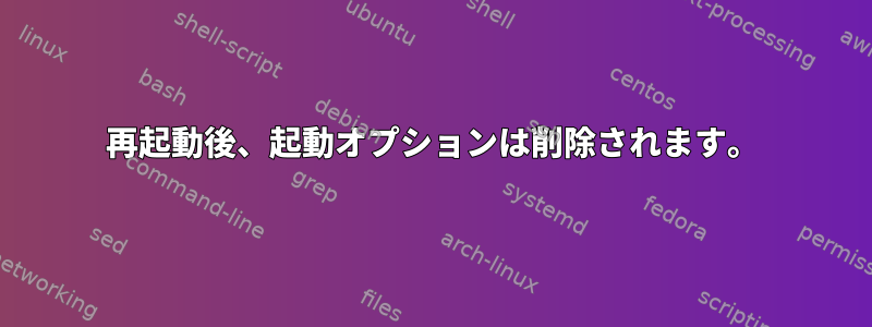 再起動後、起動オプションは削除されます。