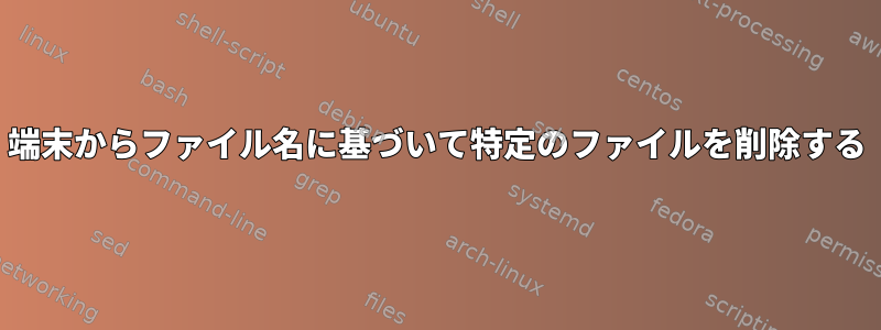 端末からファイル名に基づいて特定のファイルを削除する