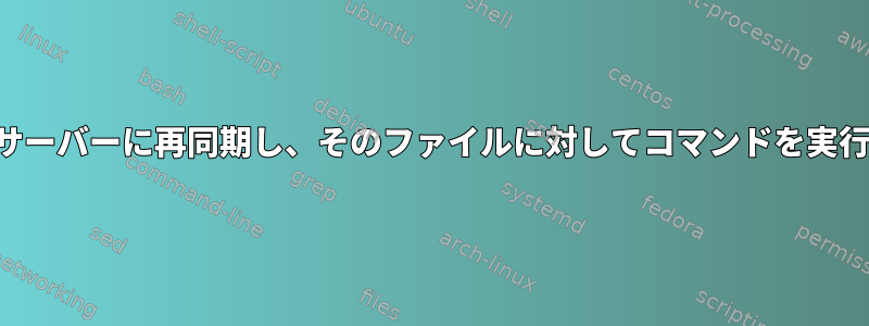 ファイルをサーバーに再同期し、そのファイルに対してコマンドを実行しますか？