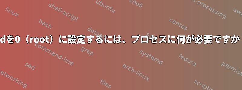 uidを0（root）に設定するには、プロセスに何が必要ですか？