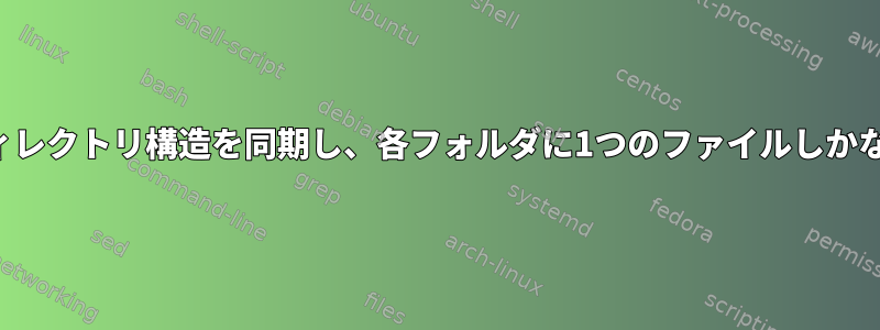 2つのサーバー間のディレクトリ構造を同期し、各フォルダに1つのファイルしかない方法は何ですか？