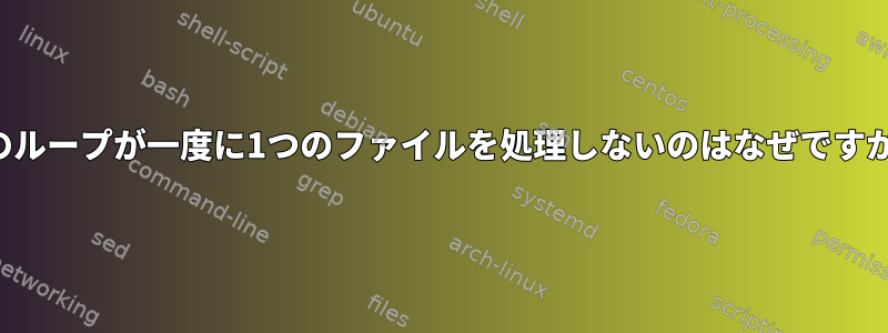 このループが一度に1つのファイルを処理しないのはなぜですか？