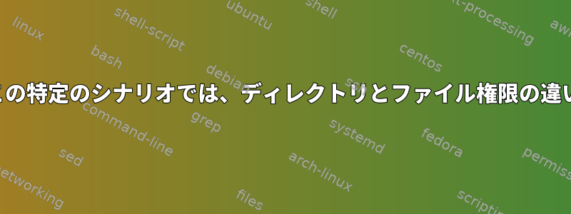 この特定のシナリオでは、ディレクトリとファイル権限の違い