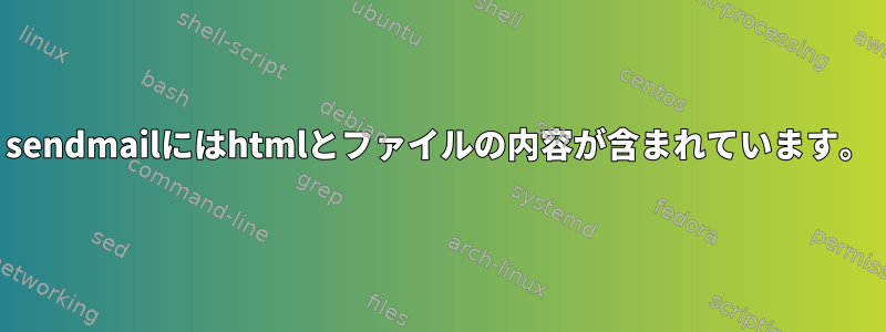 sendmailにはhtmlとファイルの内容が含まれています。