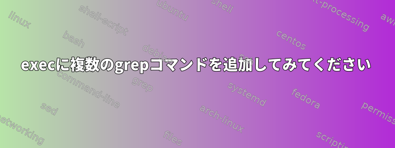 execに複数のgrepコマンドを追加してみてください