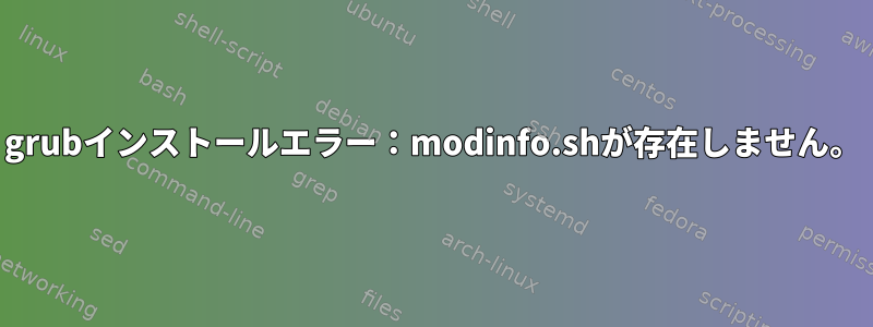 grubインストールエラー：modinfo.shが存在しません。