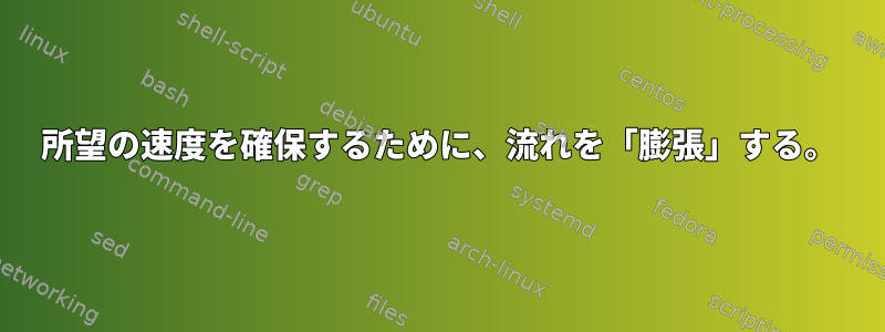 所望の速度を確保するために、流れを「膨張」する。