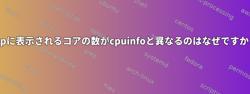 topに表示されるコアの数がcpuinfoと異なるのはなぜですか？