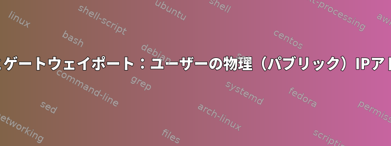 SSHリバーストンネルとゲートウェイポート：ユーザーの物理（パブリック）IPアドレスを転送しますか？