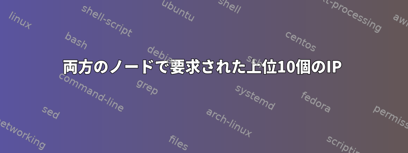 両方のノードで要求された上位10個のIP