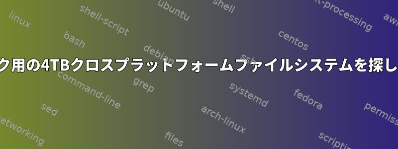 独立ディスク用の4TBクロスプラットフォームファイルシステムを探しています。