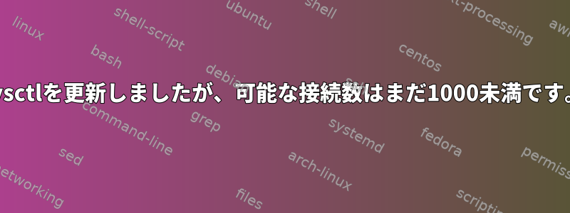 sysctlを更新しましたが、可能な接続数はまだ1000未満です。