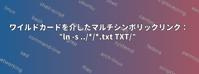 ワイルドカードを介したマルチシンボリックリンク： "ln -s ../*/*.txt TXT/"