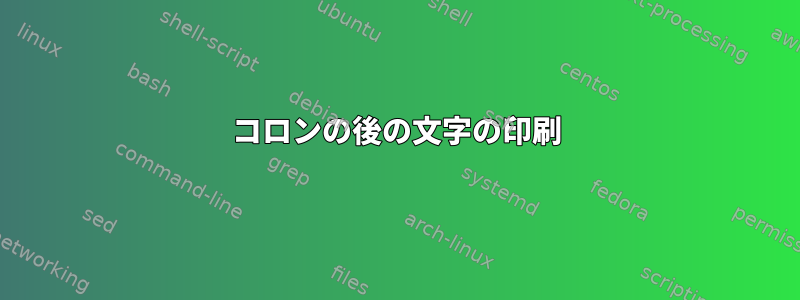 コロンの後の文字の印刷