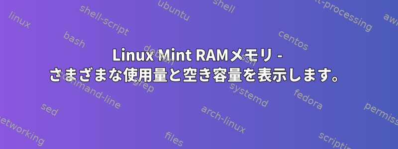 Linux Mint RAMメモリ - さまざまな使用量と空き容量を表示します。