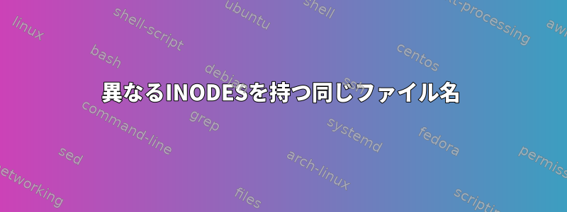 異なるINODESを持つ同じファイル名