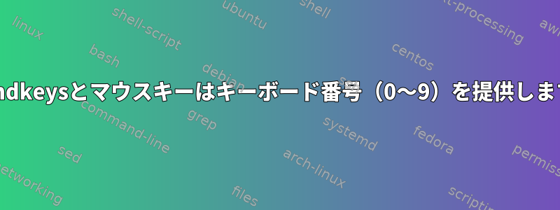 XBindkeysとマウスキーはキーボード番号（0〜9）を提供します。