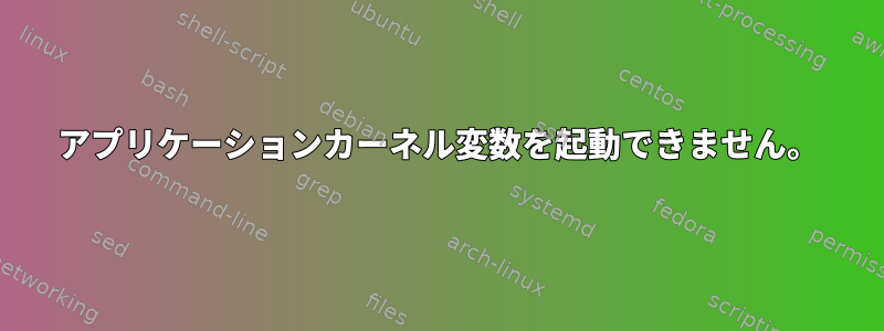 アプリケーションカーネル変数を起動できません。