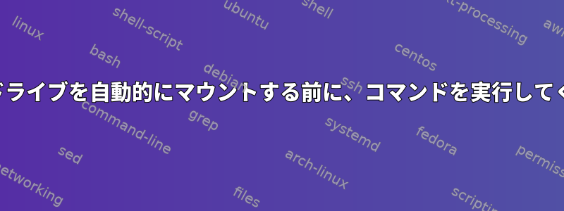 ディスクドライブを自動的にマウントする前に、コマンドを実行してください。