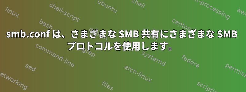 smb.conf は、さまざまな SMB 共有にさまざまな SMB プロトコルを使用します。