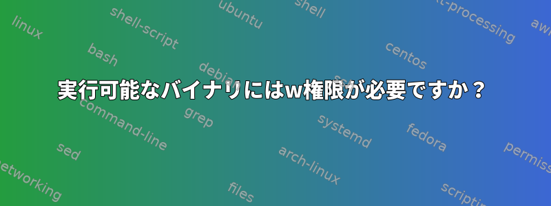 実行可能なバイナリにはw権限が必要ですか？