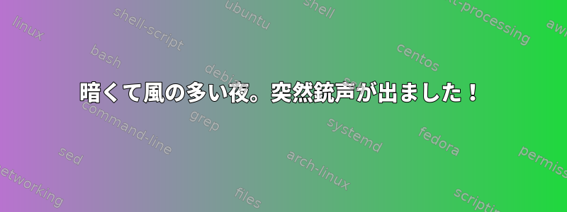 暗くて風の多い夜。突然銃声が出ました！