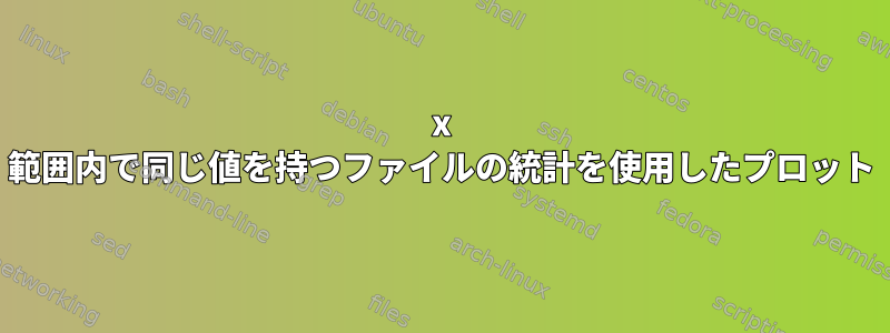 x 範囲内で同じ値を持つファイルの統計を使用したプロット