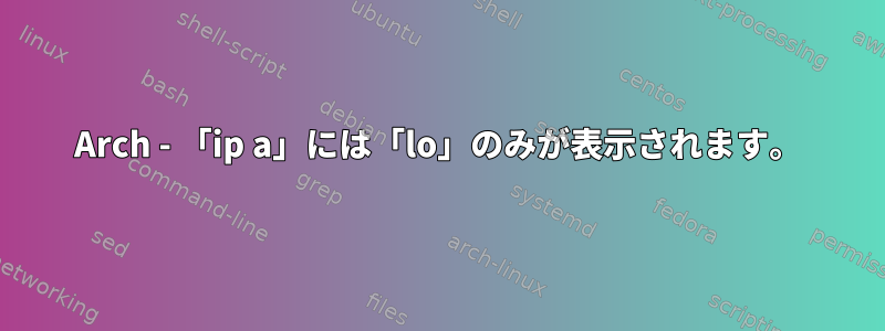 Arch - 「ip a」には「lo」のみが表示されます。