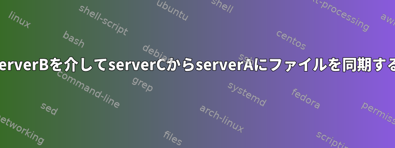 serverBを介してserverCからserverAにファイルを同期する