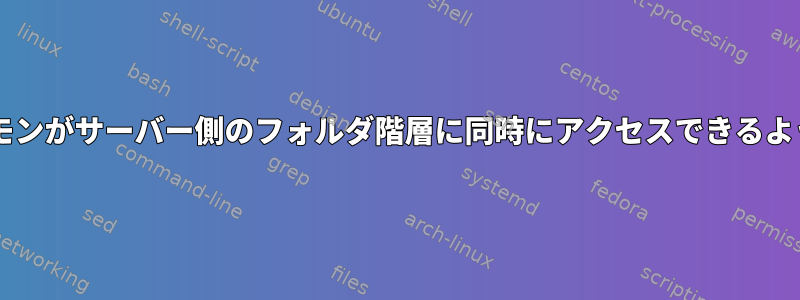 NFS、Apache、およびSambaデーモンがサーバー側のフォルダ階層に同時にアクセスできるようにselinuxタグを設定する方法は？