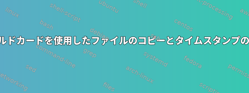 ワイルドカードを使用したファイルのコピーとタイムスタンプの追加