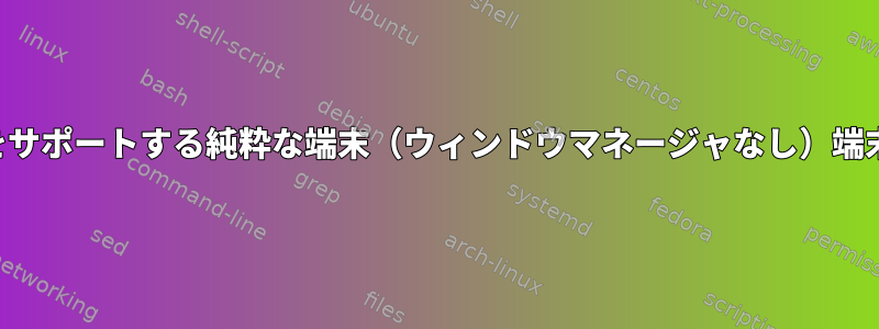 すべての文字をサポートする純粋な端末（ウィンドウマネージャなし）端末エミュレータ