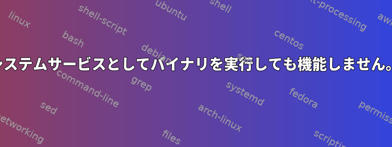 システムサービスとしてバイナリを実行しても機能しません。