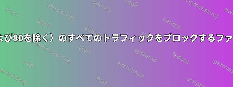 10.0.0.0/24（TCPポート23および80を除く）のすべてのトラフィックをブロックするファイアウォールを設計します。