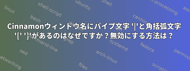 Cinnamonウィンドウ名にパイプ文字 '|'と角括弧文字 '[' ']'があるのはなぜですか？無効にする方法は？