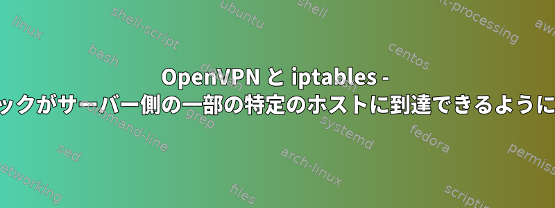 OpenVPN と iptables - トラフィックがサーバー側の一部の特定のホストに到達できるようにします。