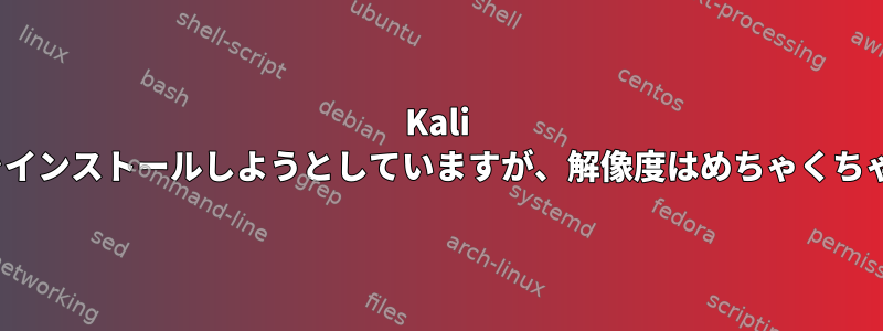 Kali Linuxをインストールしようとしていますが、解像度はめちゃくちゃです。