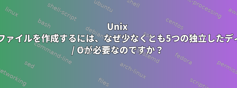 Unix FFSでファイルを作成するには、なぜ少なくとも5つの独立したディスクI / Oが必要なのですか？