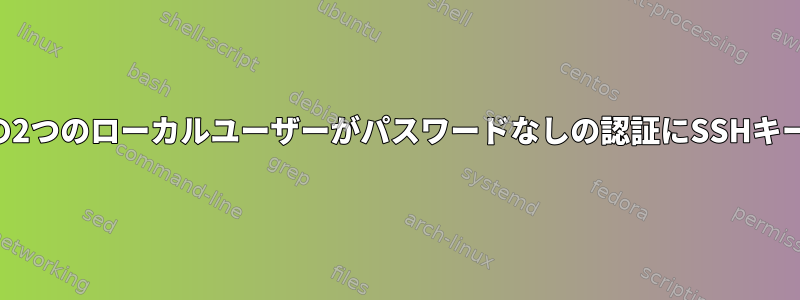 2つの異なるシステムの2つのローカルユーザーがパスワードなしの認証にSSHキーを使用できますか？