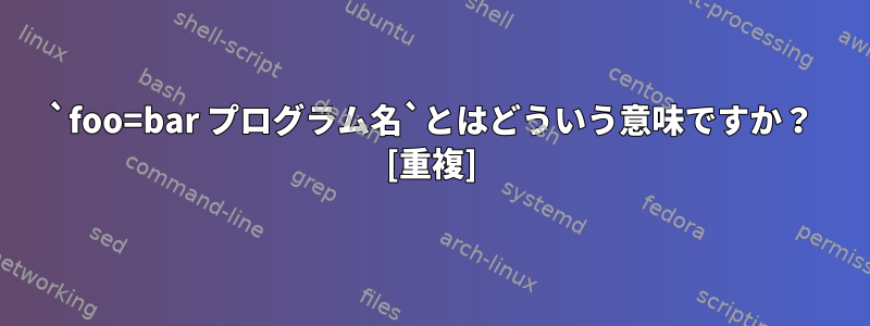 `foo=bar プログラム名`とはどういう意味ですか？ [重複]