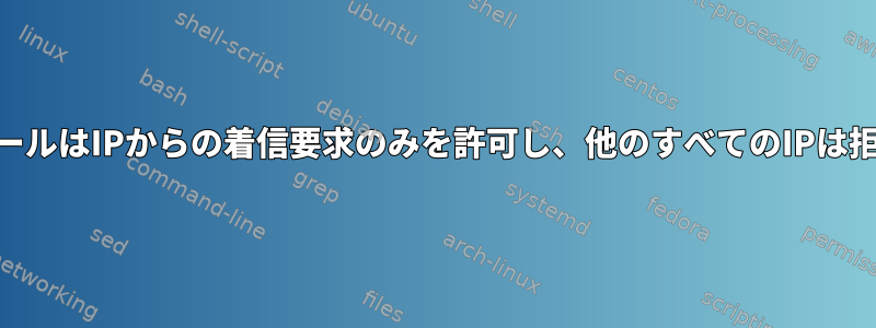 iptablesルールはIPからの着信要求のみを許可し、他のすべてのIPは拒否します。