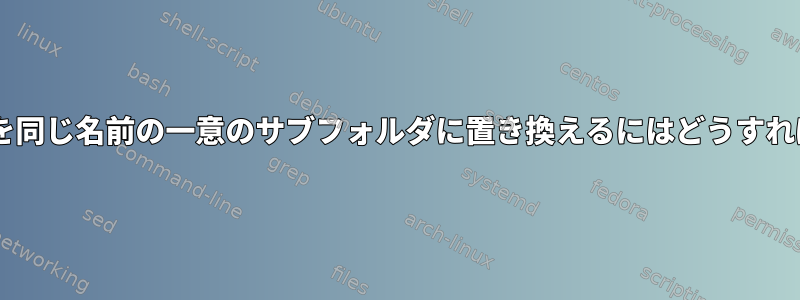 CLIでフォルダを同じ名前の一意のサブフォルダに置き換えるにはどうすればよいですか？