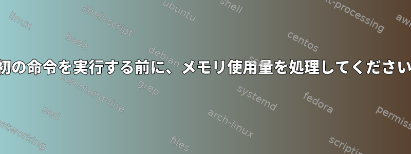 最初の命令を実行する前に、メモリ使用量を処理してください。