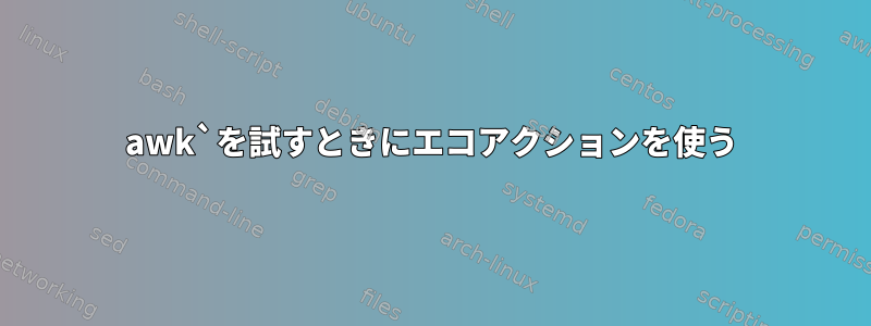 awk`を試すときにエコアクションを使う